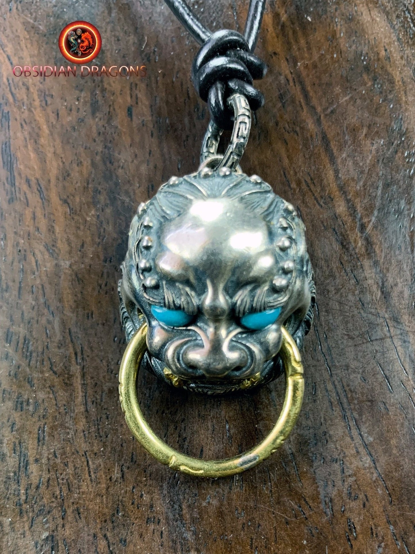 Pendentif Lion Chinois en Argent 925 | obsidian dragons