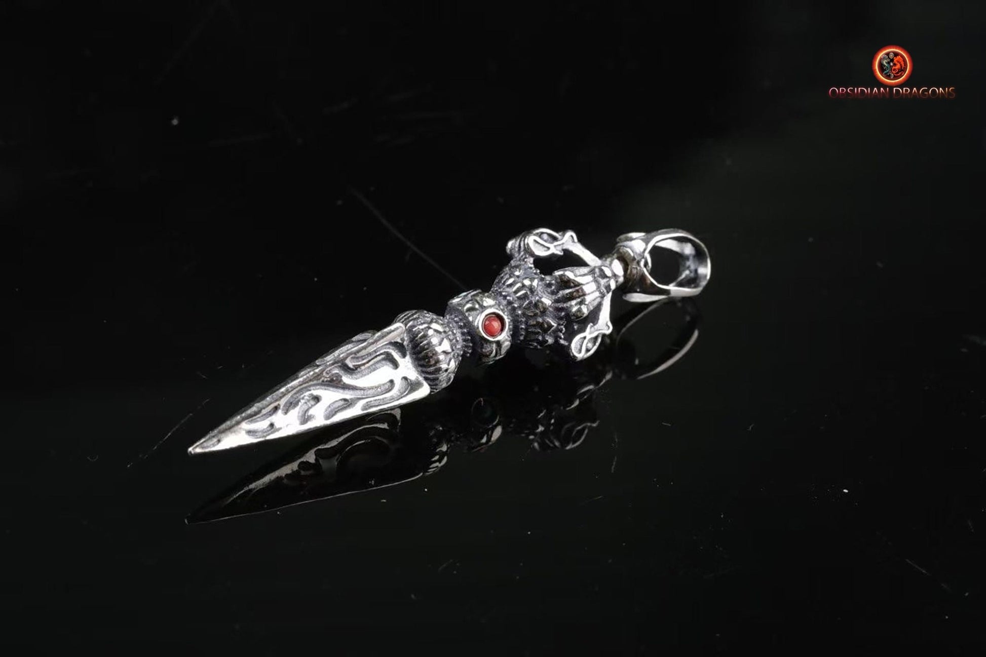 Pendentif Phurba en Argent - Amulette Bouddhiste | obsidian dragons