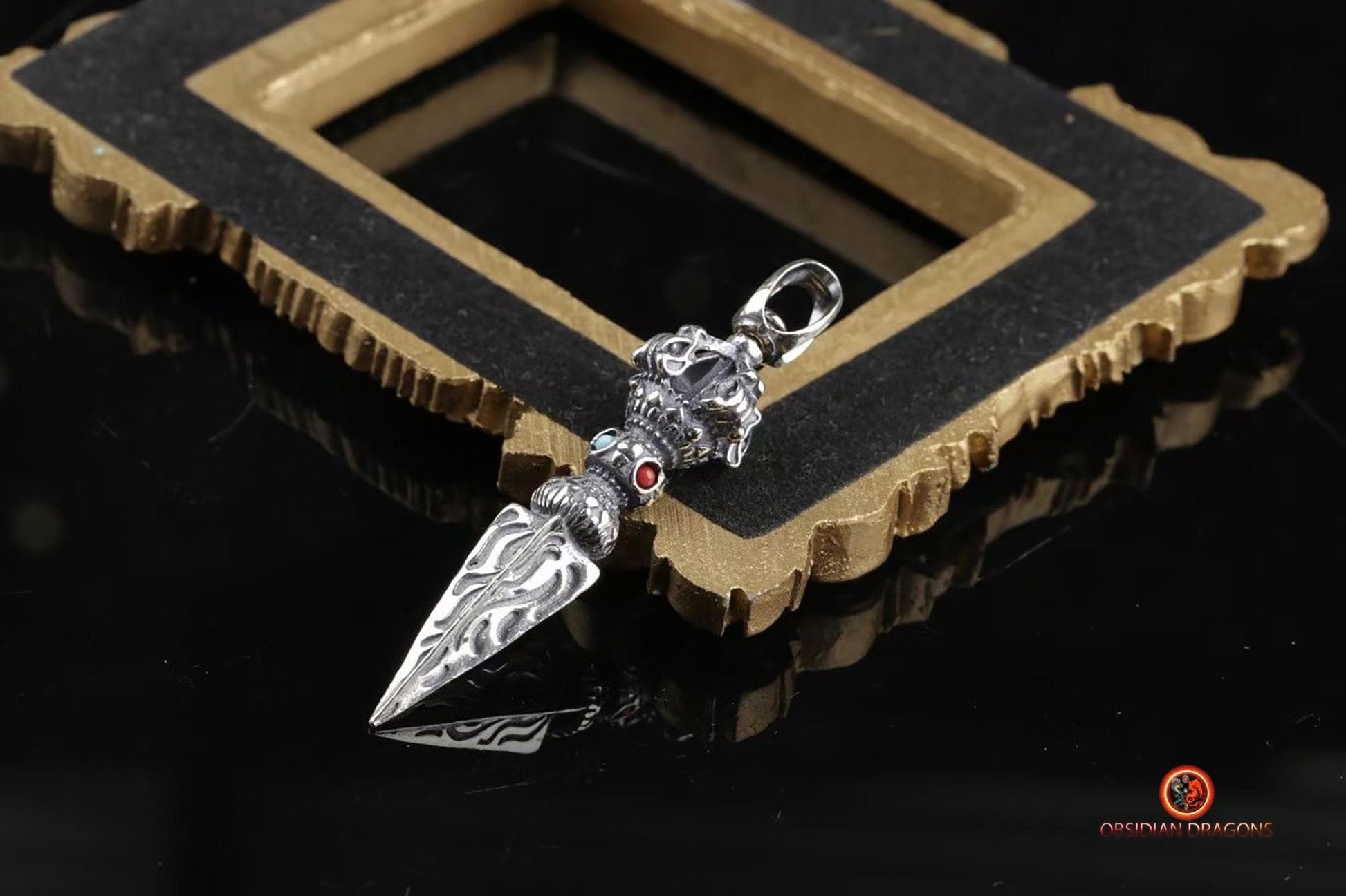 Pendentif Phurba en Argent - Amulette Bouddhiste | obsidian dragons