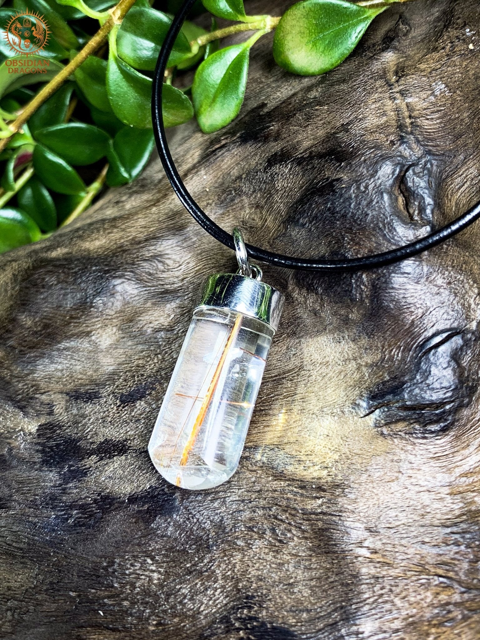 pendentif quartz tourmaline et rutile - Ancrage et Clarté | obsidian dragons