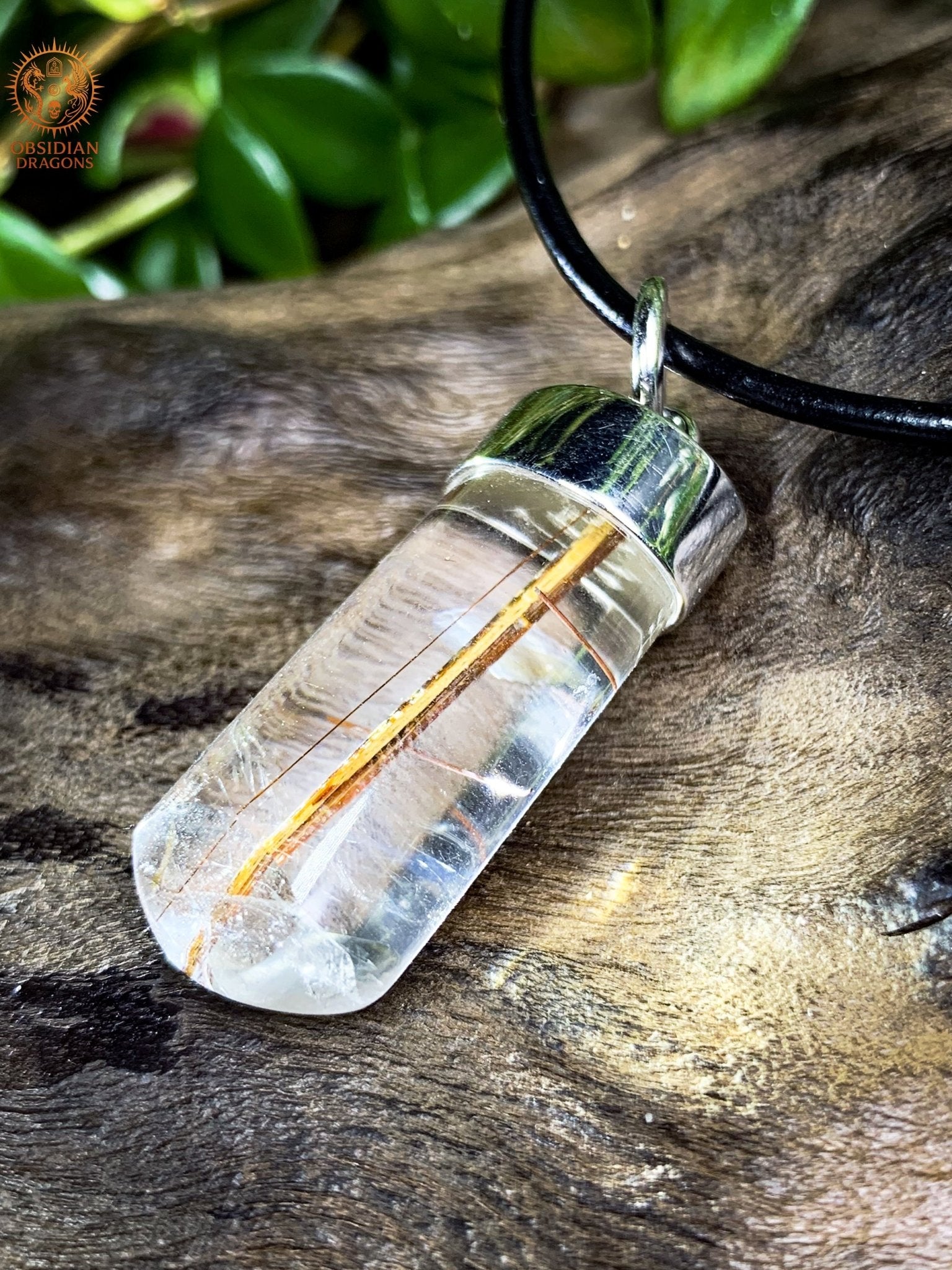 pendentif quartz tourmaline et rutile - Ancrage et Clarté | obsidian dragons