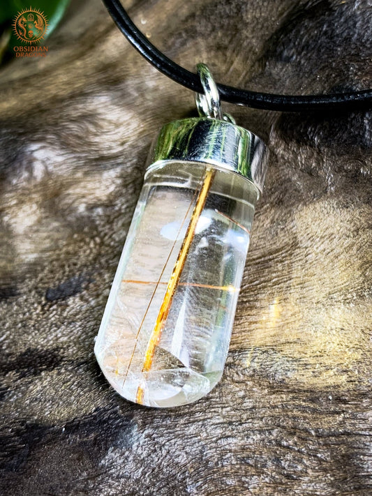 pendentif quartz tourmaline et rutile - Ancrage et Clarté | obsidian dragons