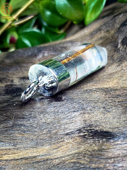 pendentif quartz tourmaline et rutile - Ancrage et Clarté | obsidian dragons