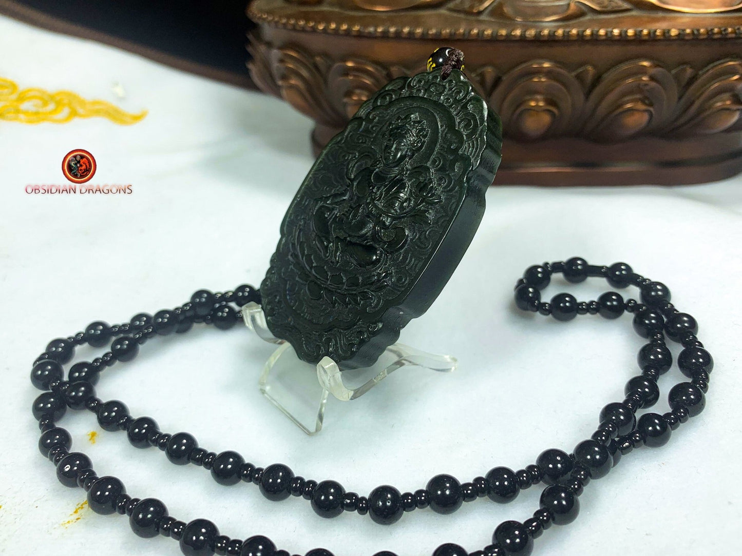 Pendentif Tara Verte en jade néphrite naturel | obsidian dragons