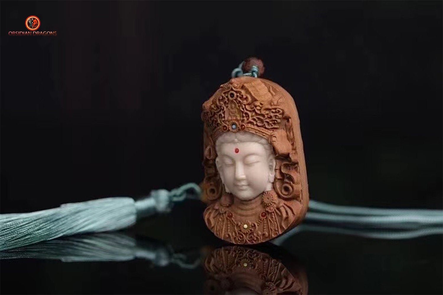 Pendentif Bouddha - Guan Yin - Santal et Bois de Cerf | obsidian dragons