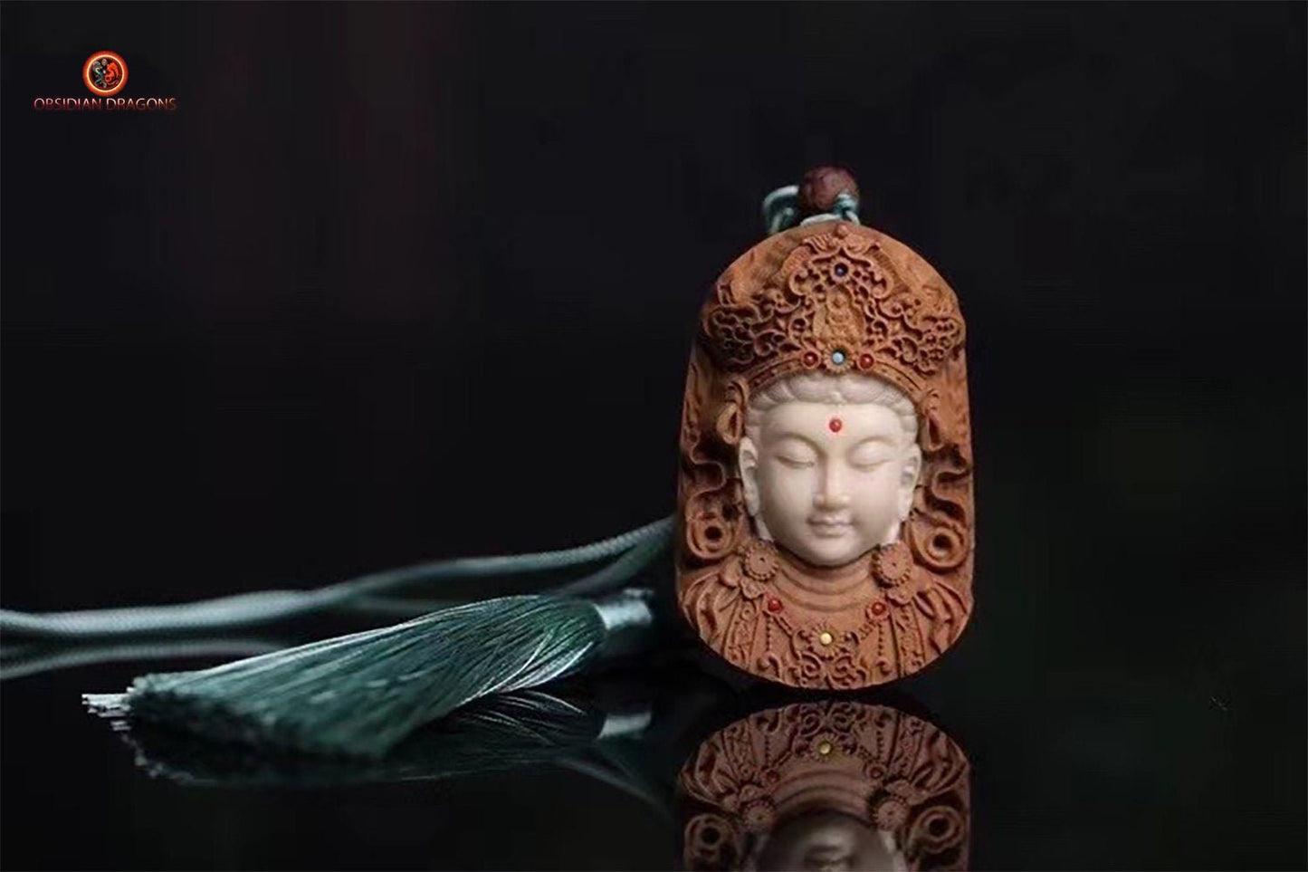 Pendentif Bouddha - Guan Yin - Santal et Bois de Cerf | obsidian dragons