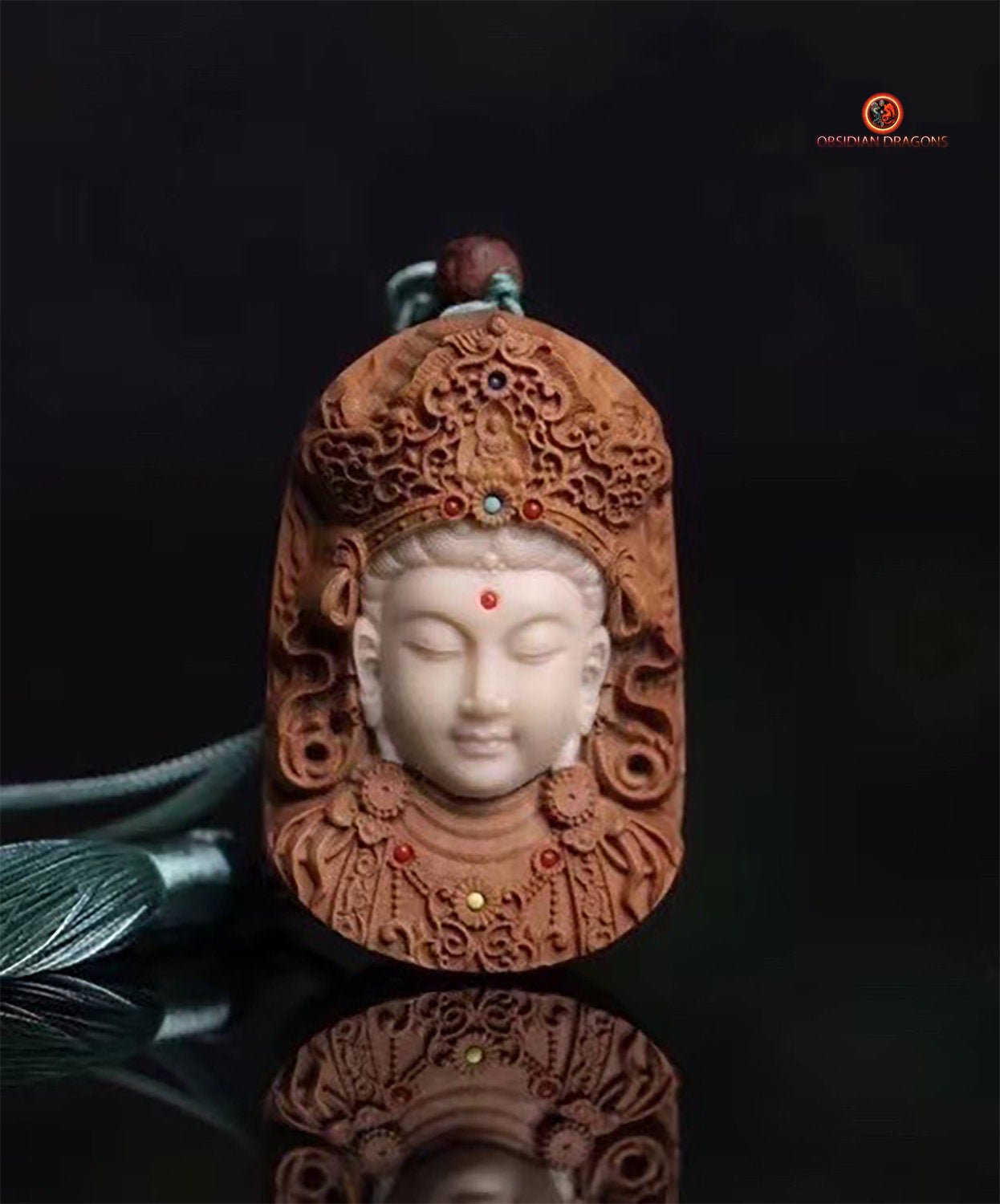 Pendentif Bouddha - Guan Yin - Santal et Bois de Cerf | obsidian dragons