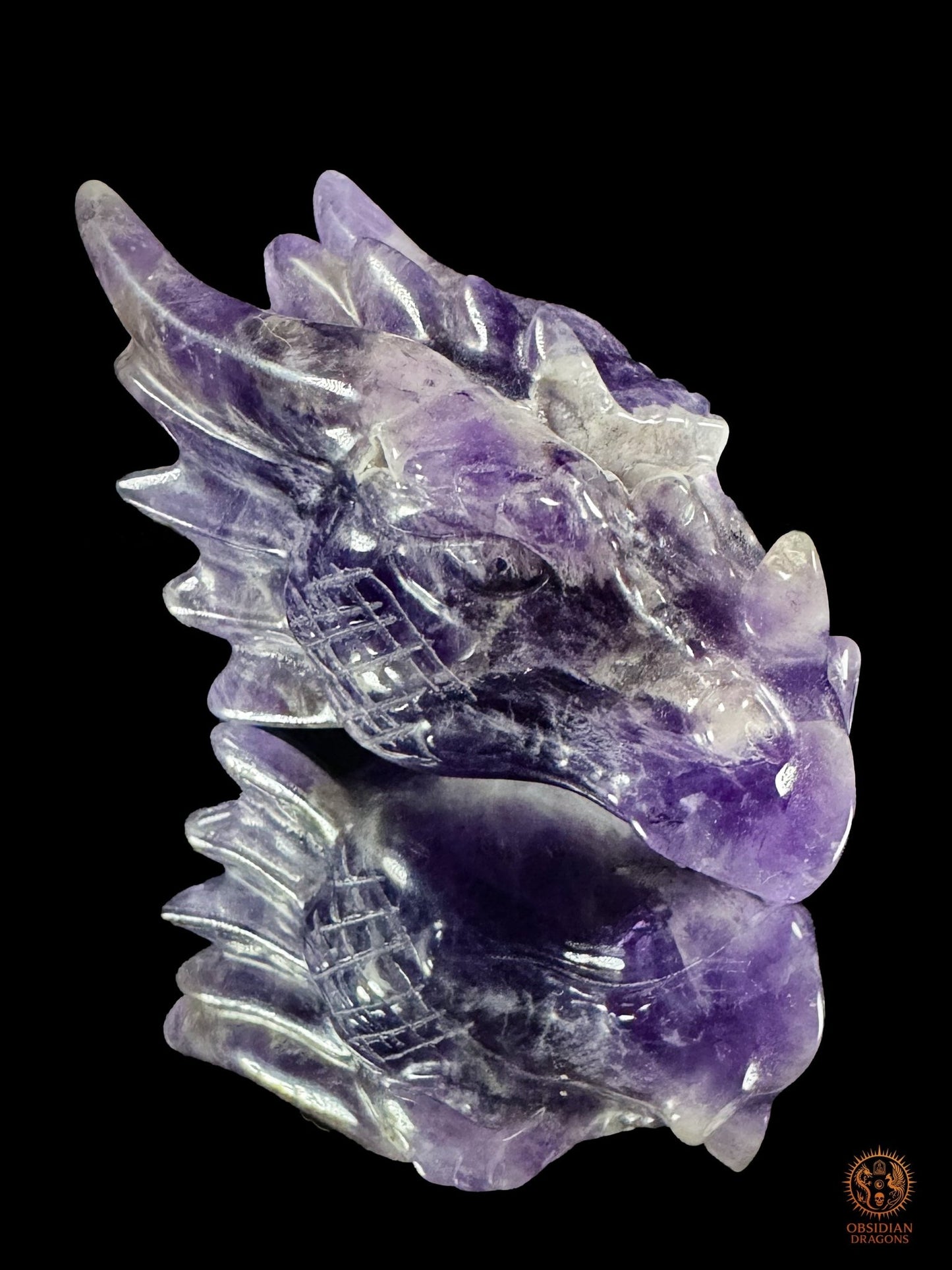 Petite tête de dragon en améthyste – Éveil intérieur - obsidian dragons