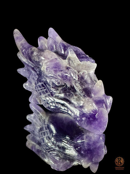Petite tête de dragon en améthyste – Éveil intérieur - obsidian dragons