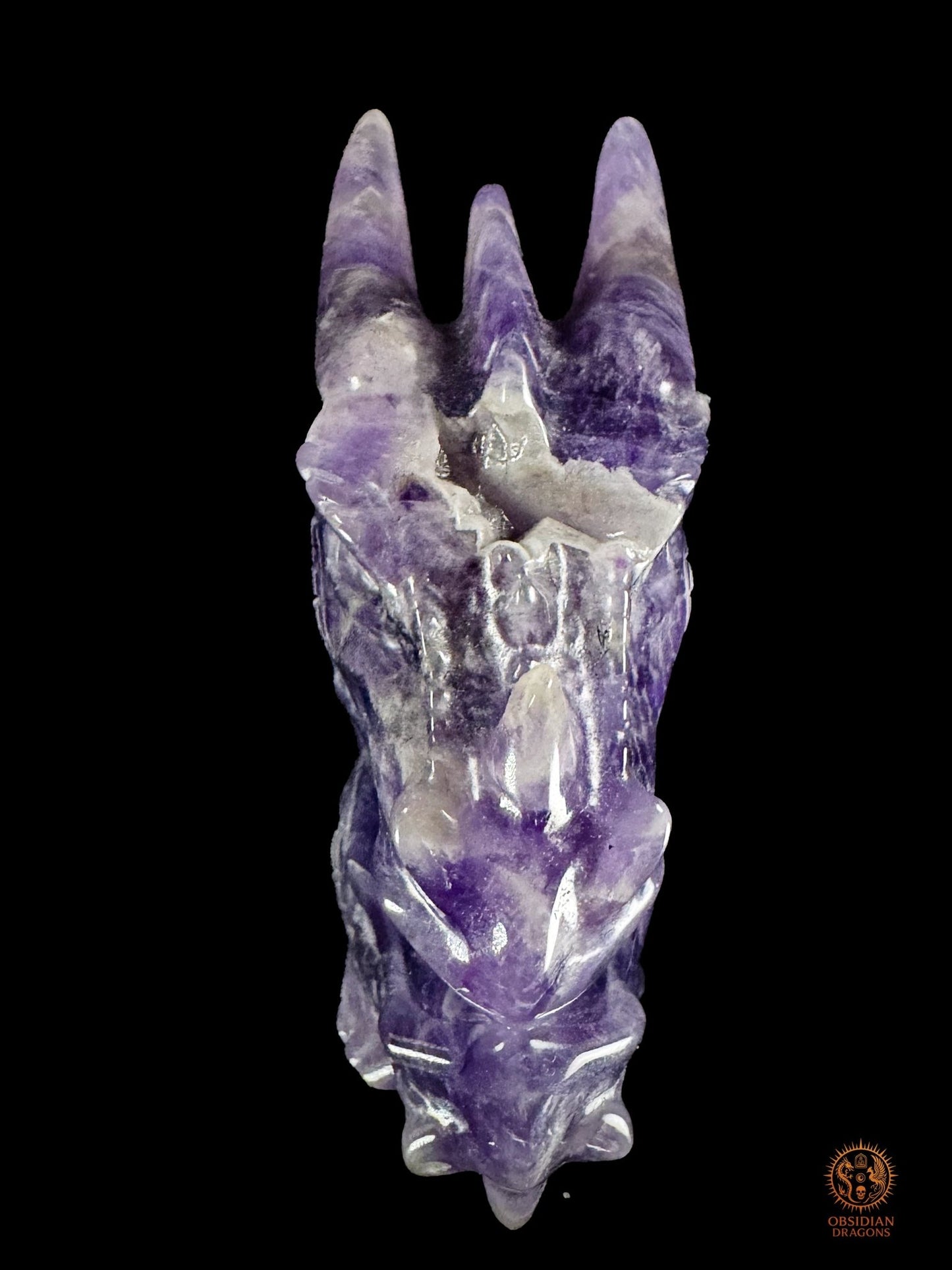 Petite tête de dragon en améthyste – Éveil intérieur - obsidian dragons
