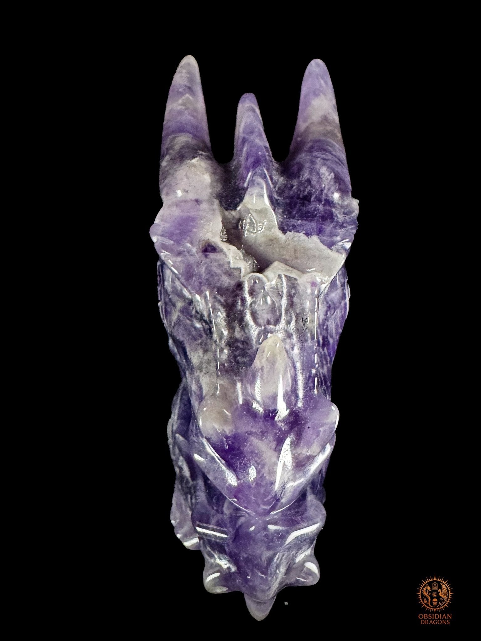 Petite tête de dragon en améthyste – Éveil intérieur - obsidian dragons