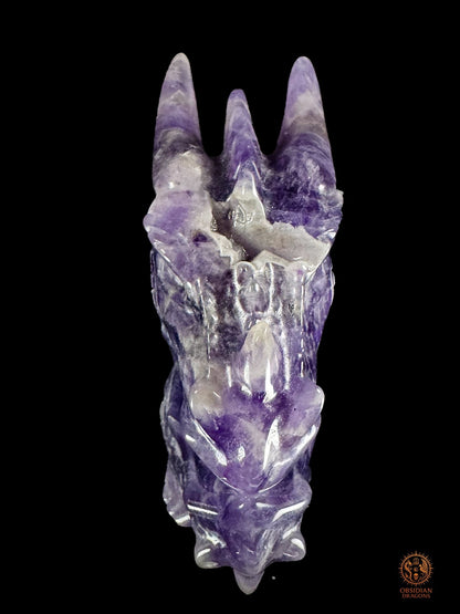 Petite tête de dragon en améthyste – Éveil intérieur - obsidian dragons