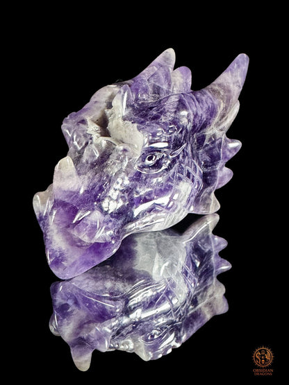Petite tête de dragon en améthyste – Éveil intérieur - obsidian dragons