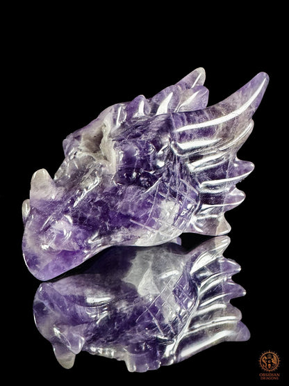 Petite tête de dragon en améthyste – Éveil intérieur - obsidian dragons