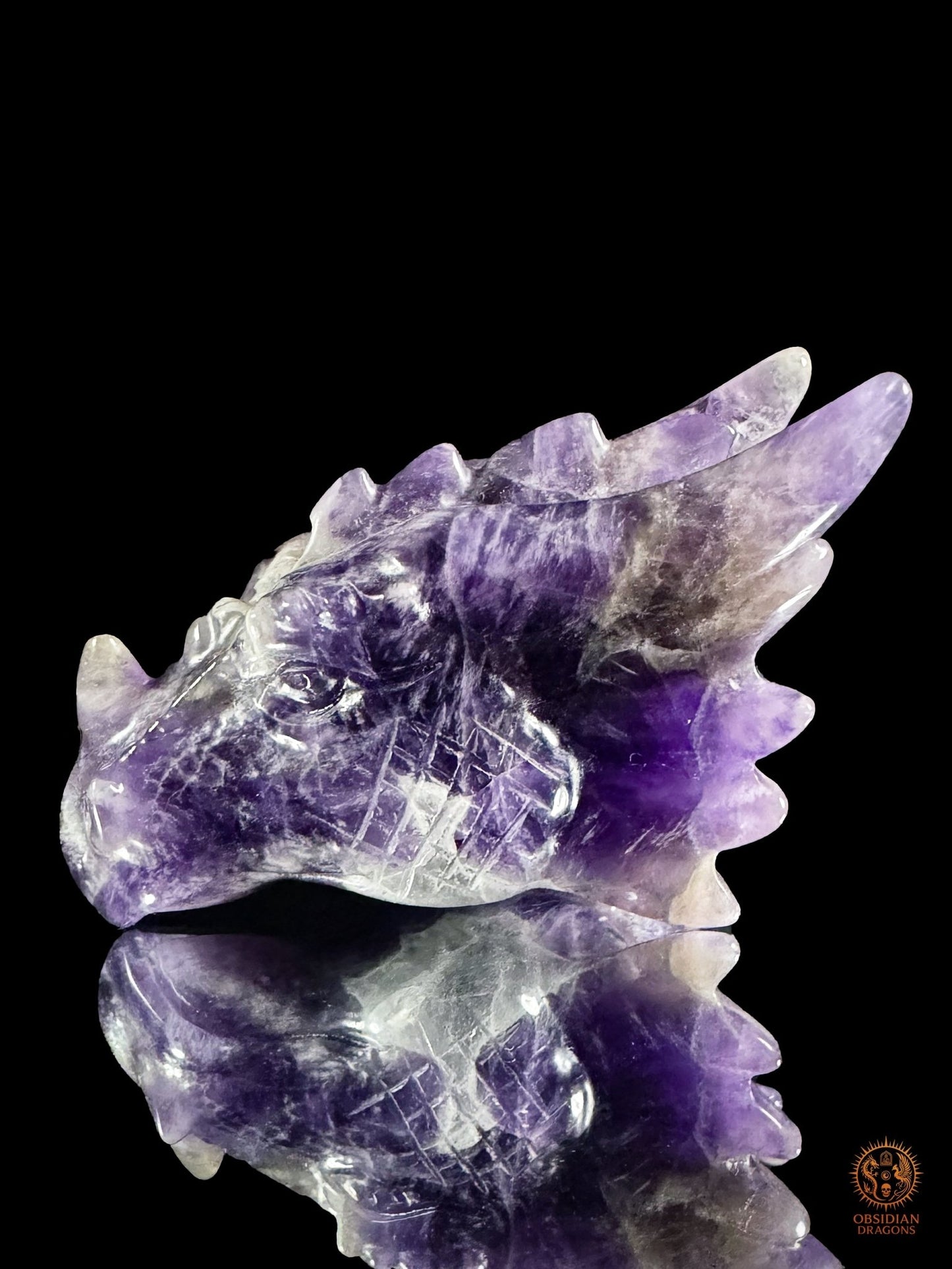 Petite tête de dragon en améthyste – Éveil intérieur - obsidian dragons