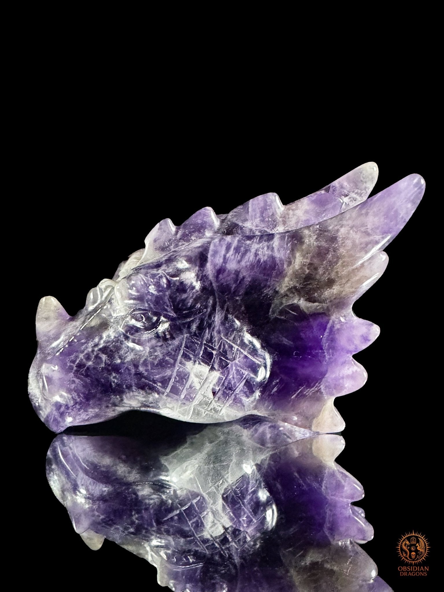 Petite tête de dragon en améthyste – Éveil intérieur - obsidian dragons