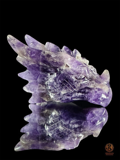 Petite tête de dragon en améthyste – Éveil intérieur - obsidian dragons
