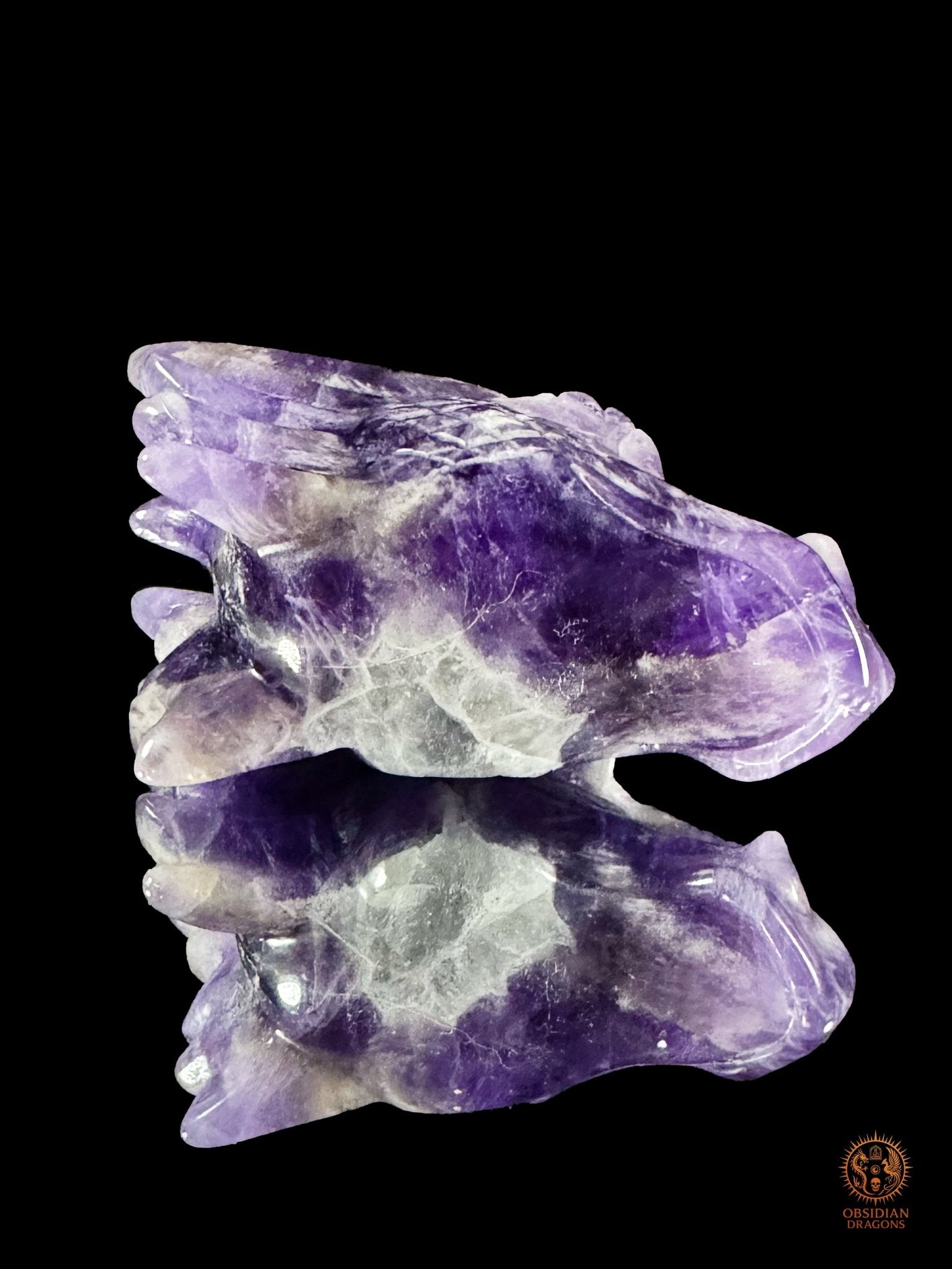 Petite tête de dragon en améthyste – Éveil intérieur - obsidian dragons