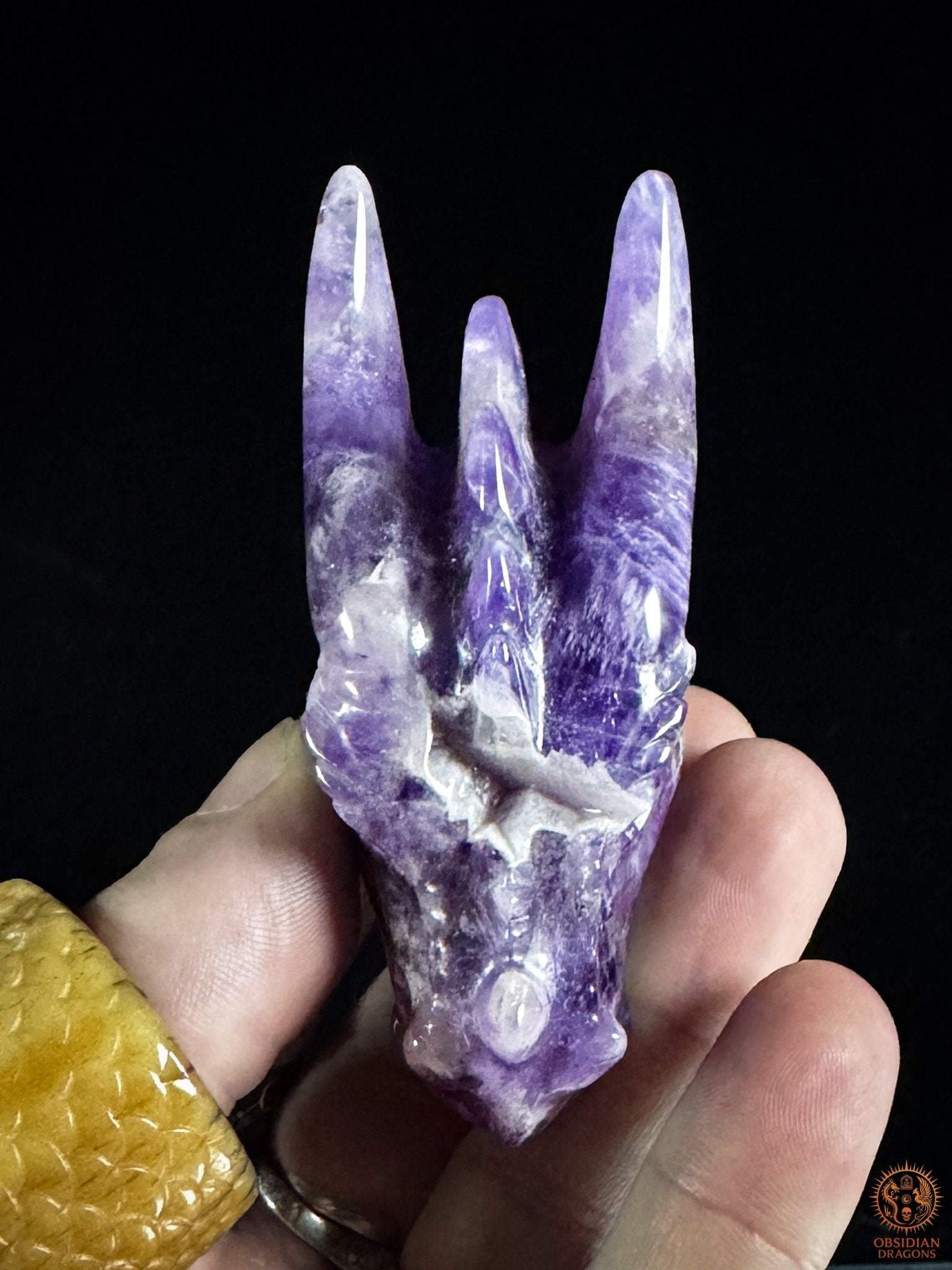 Petite tête de dragon en améthyste – Éveil intérieur - obsidian dragons