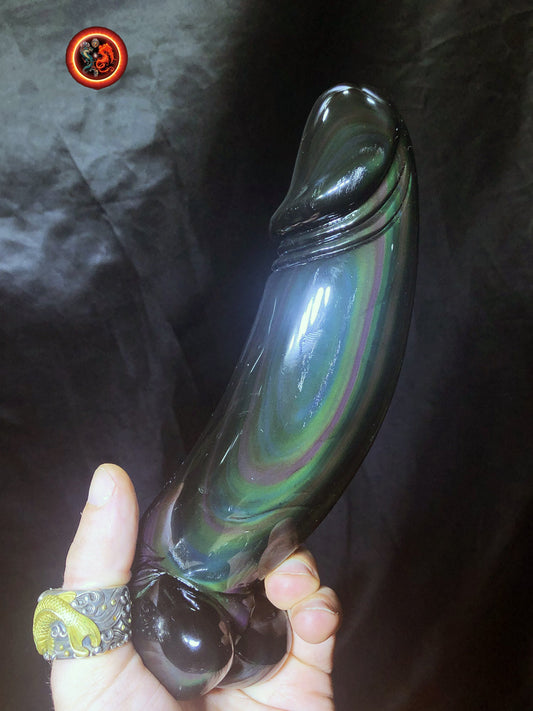 sculpture de phallus en obsidienne oeil celeste. Entièrement sculpté à la main. Pièce unique Obsidienne de qualité A+ - obsidian dragon