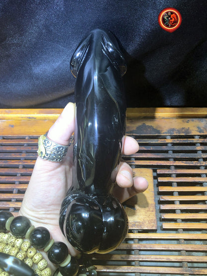 sculpture de phallus en obsidienne oeil celeste. Entièrement sculpté à la main. Pièce unique Obsidienne de qualité A+ - obsidian dragon