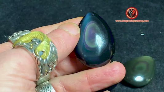 pendentifs en obsidienne oeil celeste, forme de goutte. Pendentif percé.excellente qualité, Mexique.