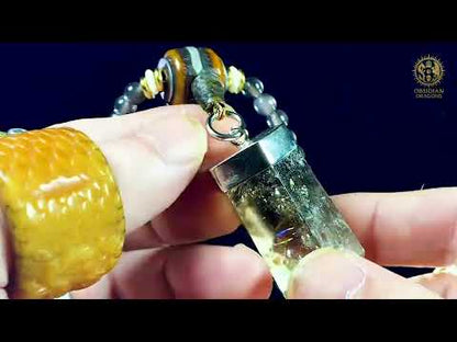 mala en obsidienne - Pointe de citrine - Protection Sak yant