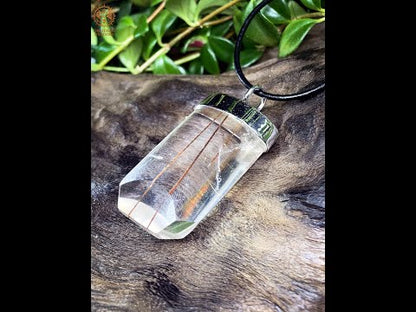 Pendentif Quartz Rutile - Serti argent & or - Éclat Intérieur