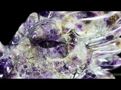 Tête de Dragon en Améthyste Chevron – Dragon de collection