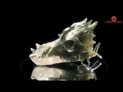 Crâne de dragon- Agate mousse- Artisanal