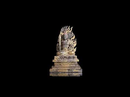 Statue d’Acala en bronze – Fudō Myōō assis en lotus