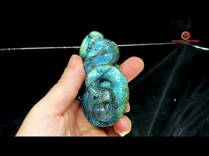 Serpent en Labradorite - Sculpture Rare et Art Exceptionnel