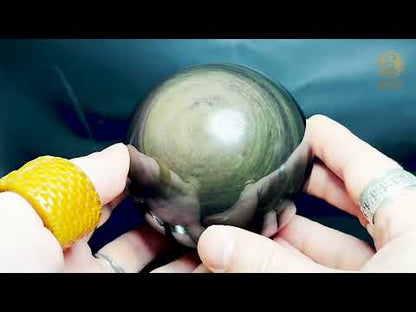 Grande sphère en obsidienne Mento Huichol naturelle