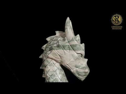 Sculpture de dragon en jade Jiulong – Statue artisanale