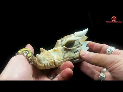 Crâne de dragon en Aragonite- Artisanal- Unique