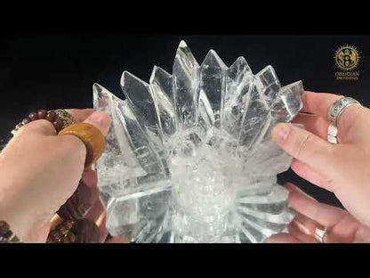 Crâne de Cristal en Cristal de Roche – Couronne de lumière