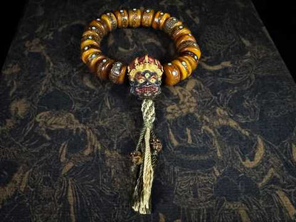 Bracelet Mahakala en os de buffle – Turquoise naturelle