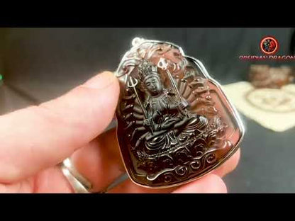 Pendentif Bouddha en Obsidienne - Protection de Chenrezig