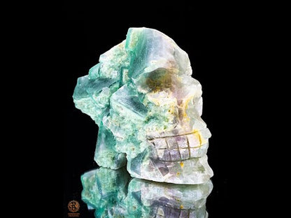 Crâne de Cristal en Fluorite Verte Brute – Crâne de cristal ailé