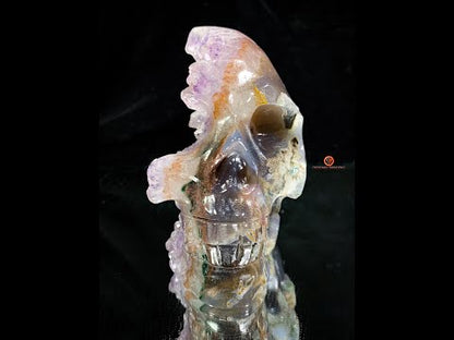Crâne de cristal en Améthyste - Sculpture rare et Unique