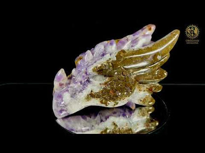 Tête de dragon en améthyste chevron - Le régénérateur
