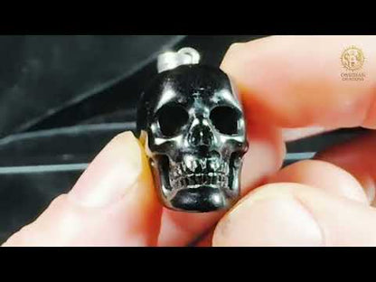Pendentif crâne en obsidienne noire naturelle