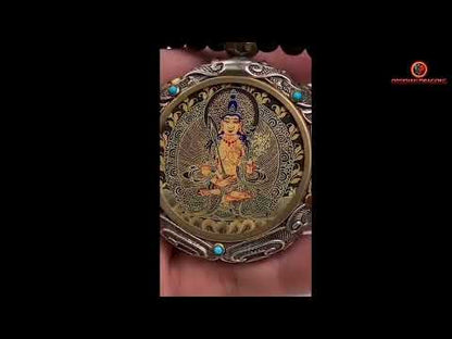 Ghau- Pendentif Tangka exceptionnel- bouddha Akashagarbha