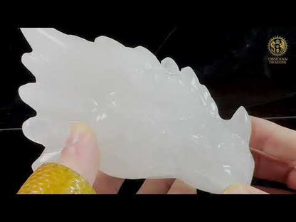 Tête de dragon en cristal de roche - Gardien de lumière