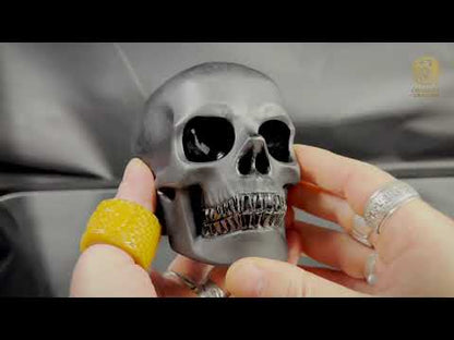 Crâne en obsidienne noire hyper réaliste poli/dépoli