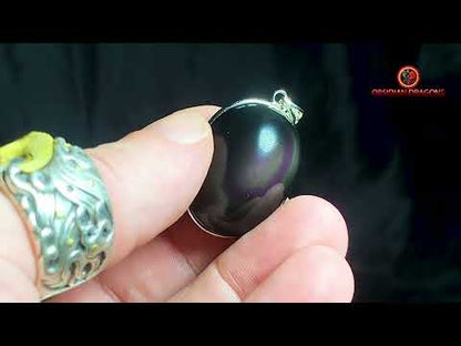 Pendentif en obsidienne oeil celeste- Argent 925