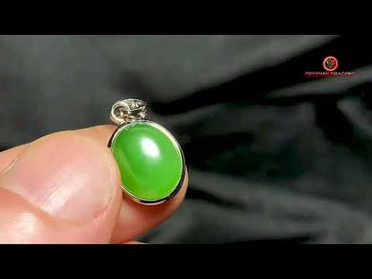 Pendentif jade néphrite serti en argent 925 - Bijou unique