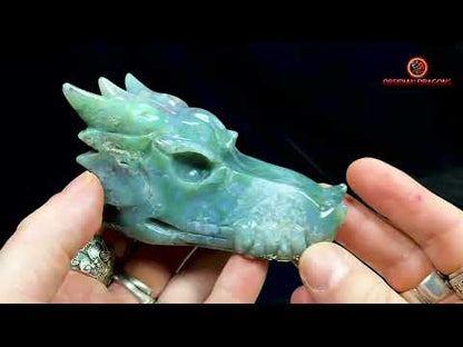 Crâne de Dragon en Agate Mousse - Énergie draconique