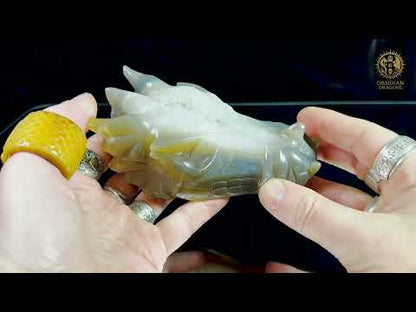 Crâne de dragon en agate, géode de quartz - Faille de lumière