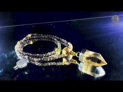 Mala en Obsidienne – Pointe de Citrine – Sak Yant Phutson